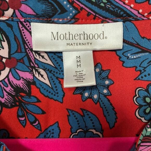 Motherhood Maternity Multicolor Floral Button Down Belted Tunic Top - Picture 6 of 16